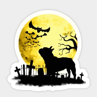 French bulldog frenchie and bats with jellow moon Sticker